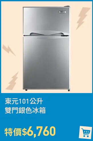 東元101公升雙門銀色冰箱